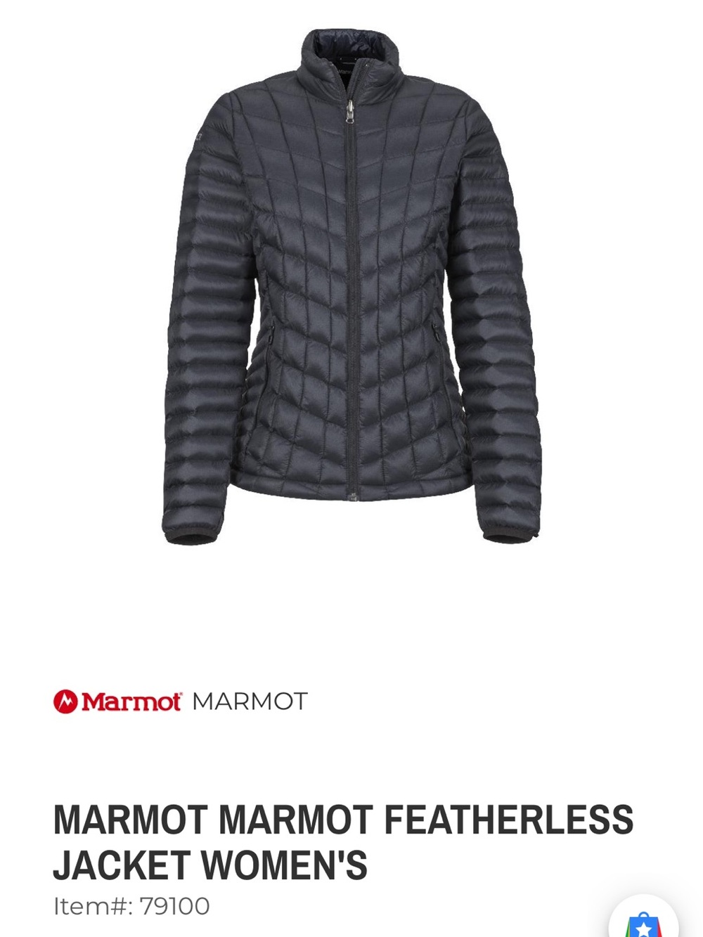 Marmot Women's Black Quilted Lightweight Puffer Jacket
